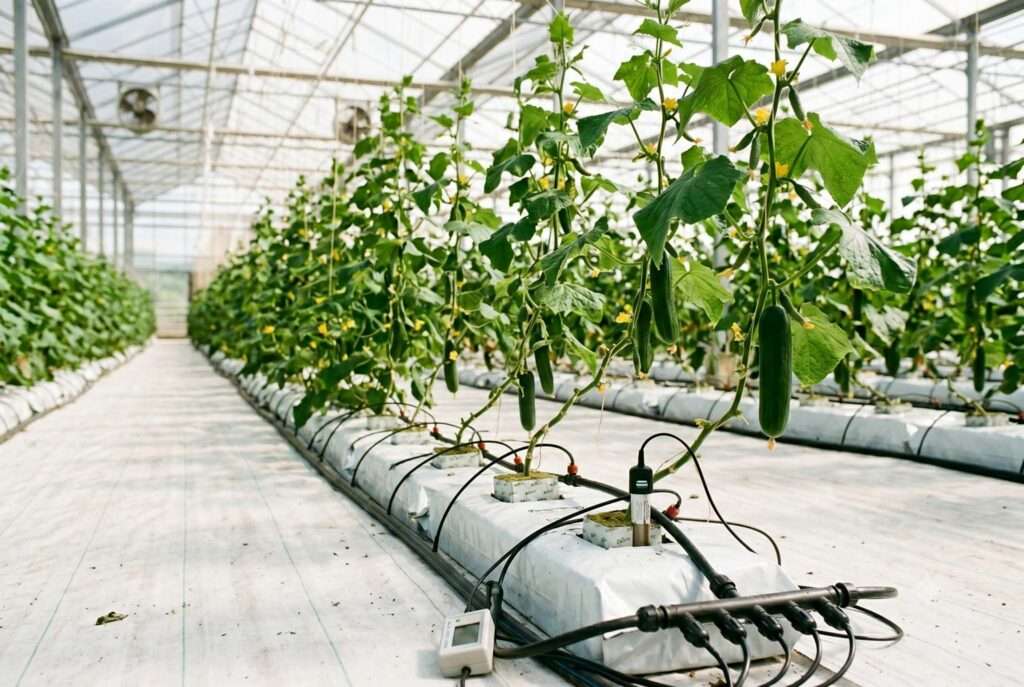 Greenhouse-cucumber-substrate-management